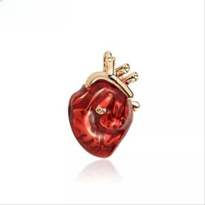Gold Red Heart Crystal Brooch Pin Registered Nurse Doctor Anatomy Cardiologist